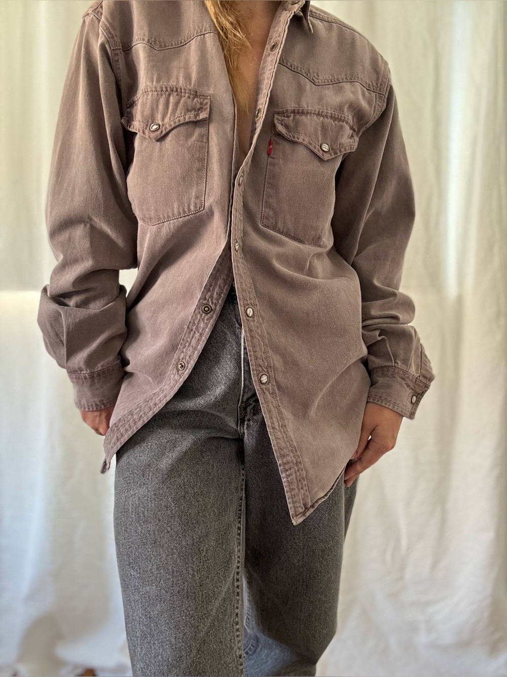 Vintage Levi’s Western snap shirt 90s workwear coloured denim